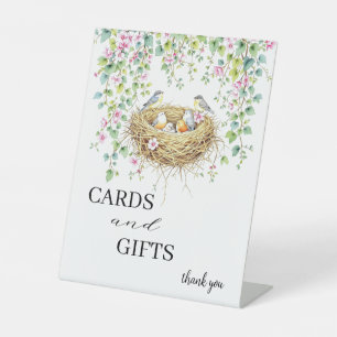 Modern Birds and Flowers Wedding Cards & Gifts Pedestal Sign