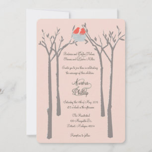Modern Birds and Trees Wedding Invitation