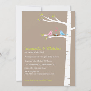 Modern Birds Couples Baby Shower Invitation Boy