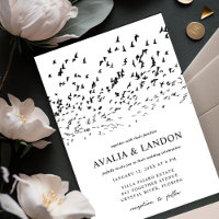 Modern Birds of a Feather Black and White Wedding