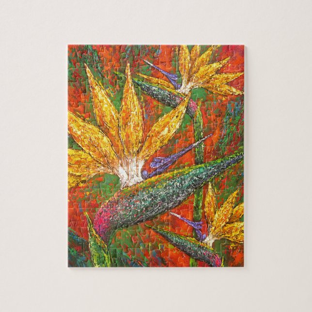 Modern Birds Of Paradise Floral Challenging Jigsaw Puzzle (Vertical)