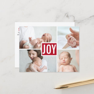 Modern Birth Announcement Photos Holiday Postcard