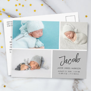 Modern Birth Announcement Photos Postcard