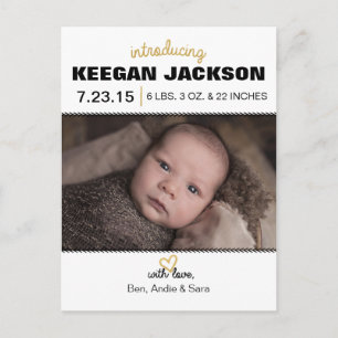 Modern Birth Announcement Postcard