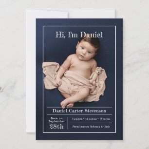 Modern birth announcement with grid