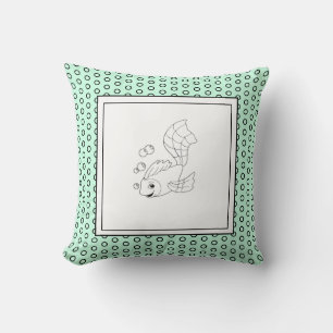 Modern Birth Baby Boy for Kids Fish Mint Cushion