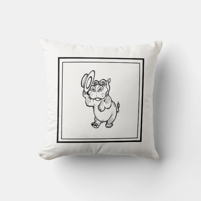Modern Birth Baby Boy for Kids Hippopotamus Cushion (Front)