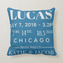 Modern Birth Baby Boy Personalised Nursery Pillow