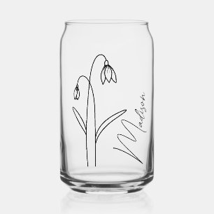 Modern Birth Flowers  January Bridesmaid Gifts Can Glass