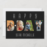 Modern Birthday 4 Photo Collage Personalised Card<br><div class="desc">Cute and modern Birthday card. Add 4 favourite photos to B/Day typography cutout. You can customise the text. You can also customise your text on the back or delete it if you want.</div>