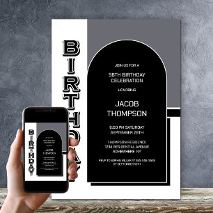 Modern Birthday Black Arch Party Invitation
