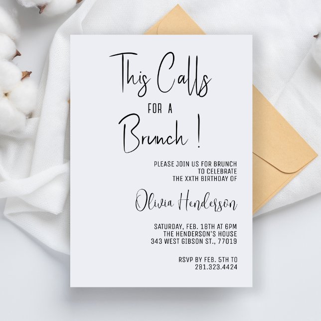 Modern Birthday Brunch Simple Minimal Brunch Party Invitation (Creator Uploaded)
