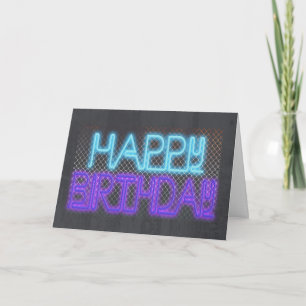 Modern Birthday Card - Neon Grunge