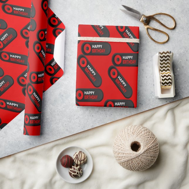 Modern Birthday Celebration With text labels Wrapping Paper (Crafts)