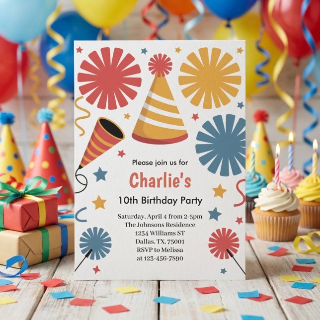 Modern Birthday Confetti Fun  Invitation (Creator Uploaded)