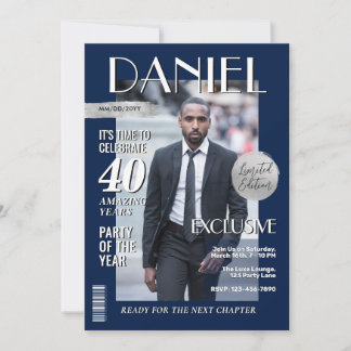 Modern Birthday Custom Magazine Cover, Portrait Invitation