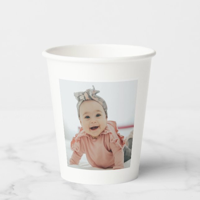 Modern Birthday Custom Photo Party 25th Gift Paper Cups (Front)