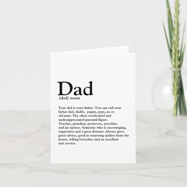 Modern Birthday Dad definition trendy typography Card (Front)