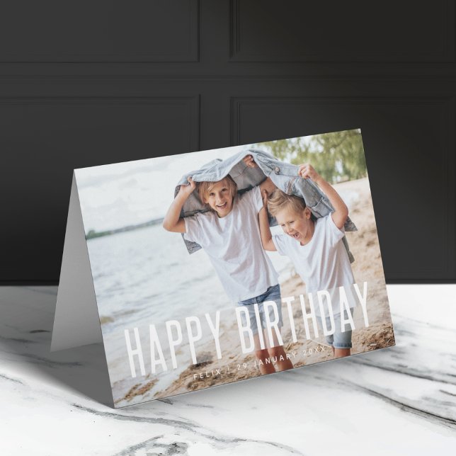 Modern Birthday | Fun Photo Lovely Stylish Cute Card (Creator Uploaded)