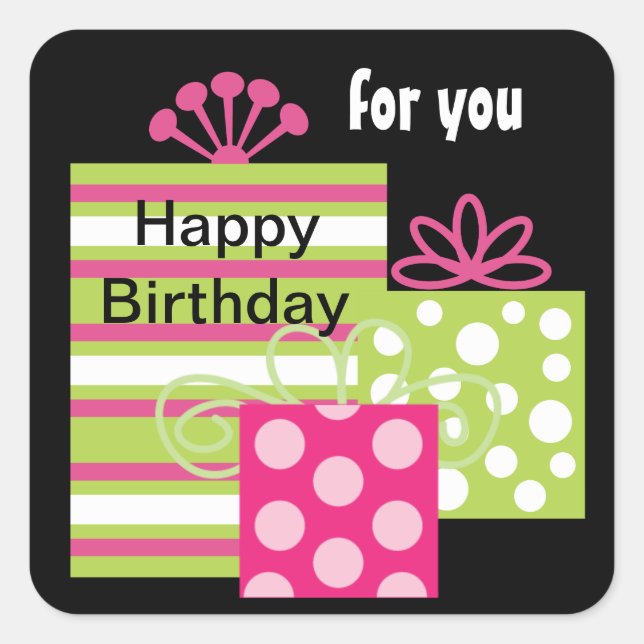 Modern Birthday Gift Tag Stickers (Front)