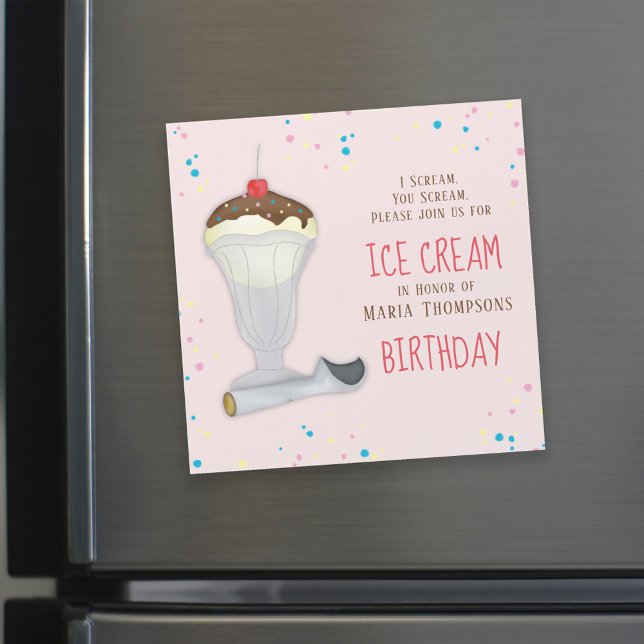 Modern Birthday Ice Cream Whimsical Magnet (Creator Uploaded)