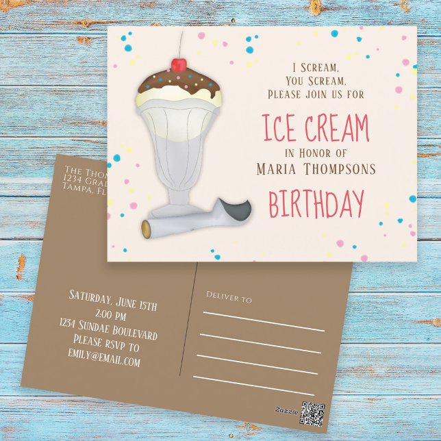 Modern Birthday Ice Cream Whimsical Sprinkles Postcard (Creator Uploaded)
