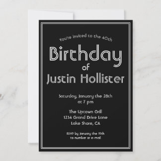 Modern Birthday Invitation ANY AGE | Black & White