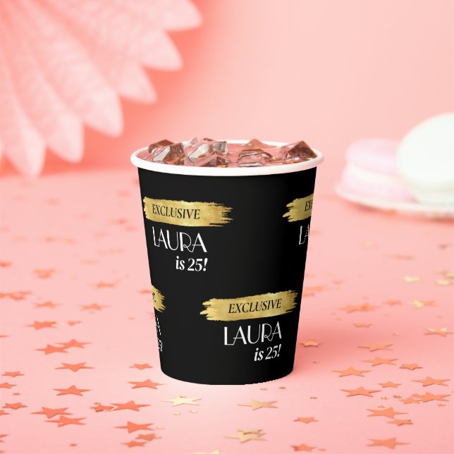 Modern Birthday Magazine Cover Black Gold  Paper Cups (Insitu)