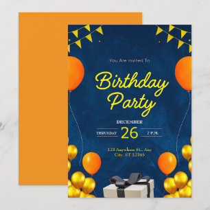 Modern Birthday Party  Invitation