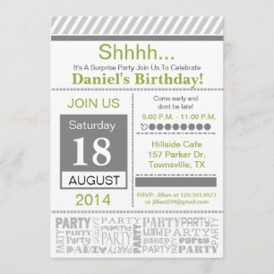 Modern Birthday Party Invitation basic grey