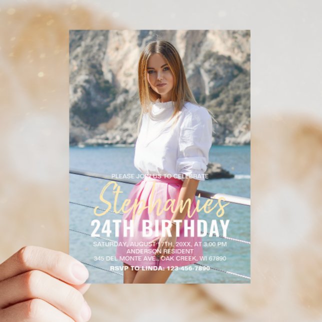 Modern Birthday Party Invitation with Custom Photo (Make your celebration unforgettable with a custom birthday invite—personalized, stylish, and unique!)