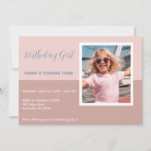 Modern Birthday Party Photo Invitation (Front)