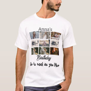 Modern Birthday personalised 9 Photo Collage T-Shirt