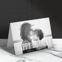 Modern Birthday Photo | Name Black & White Happy