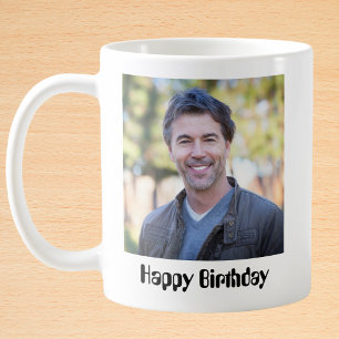 Modern Birthday Photo Personalised Coffee Mug
