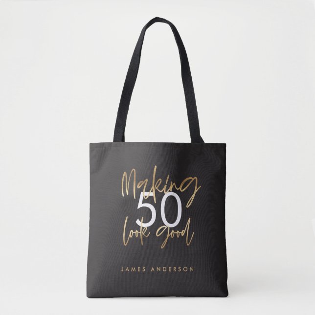 Modern birthday simple stylish elegant script tote bag (Front)