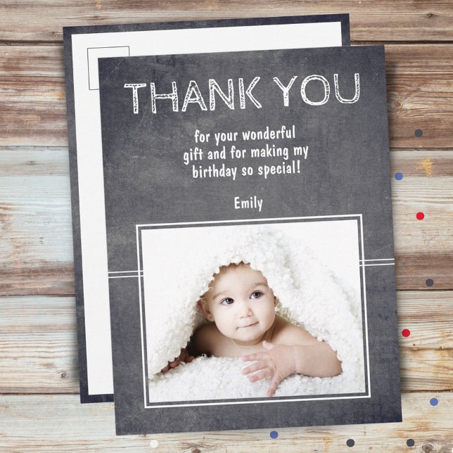 Modern Birthday Thank you Photo Card for Kids (Creator Uploaded)