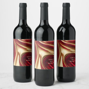 Modern Birthday Wine Label- Red and Gold- Label