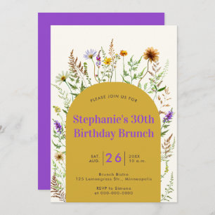 Modern Bistro Wildflower Boho Frame 30th Birthday Invitation