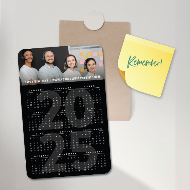 Modern Black 2025 Calendar Simple Holiday Photo Magnet (Modern Black 2025 Calendar Simple Holiday Photo Flexible Magnet @ fat_fa_tin)