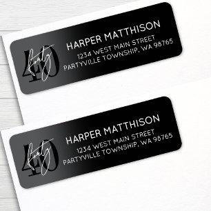Modern Black 40th Birthday Party Return Address Label