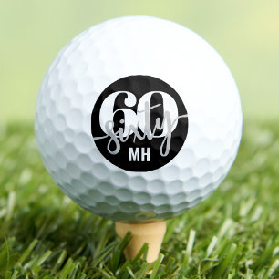 Modern Black 60th Birthday Golf Balls