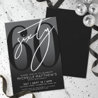 Modern Black 60th Birthday Party Invitation