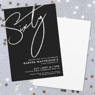 Modern Black 60th Birthday Party Invitation