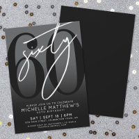 Modern Black 60th Birthday Party Invitation