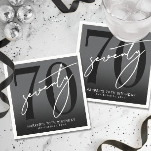 Modern Black 70th Birthday Party Napkin