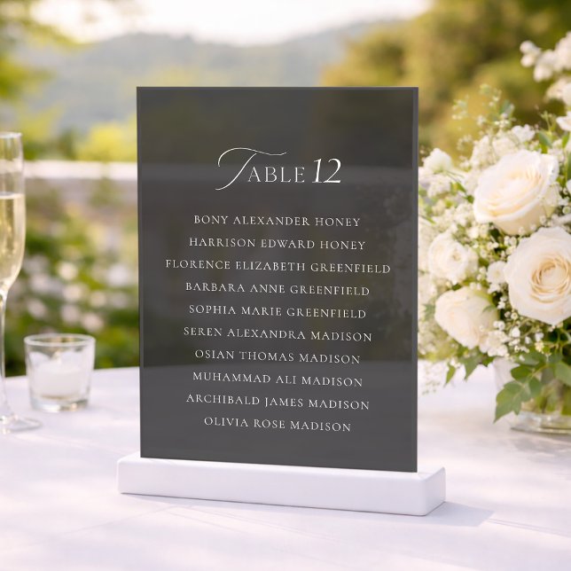 Modern Black Acrylic Seating Chart Sign Invitations (Creator Uploaded)
