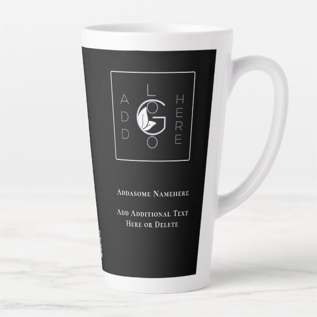 Modern Black Add Your Logo Business Marketing Latte Mug (Right)