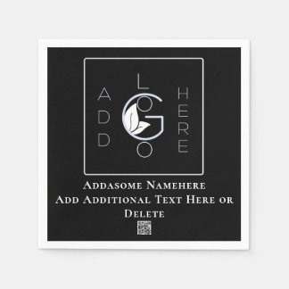 Modern Black Add Your Logo Business Marketing Napkin