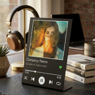 Modern Black Album Cover Music Player Song Photo Pedestal Sign